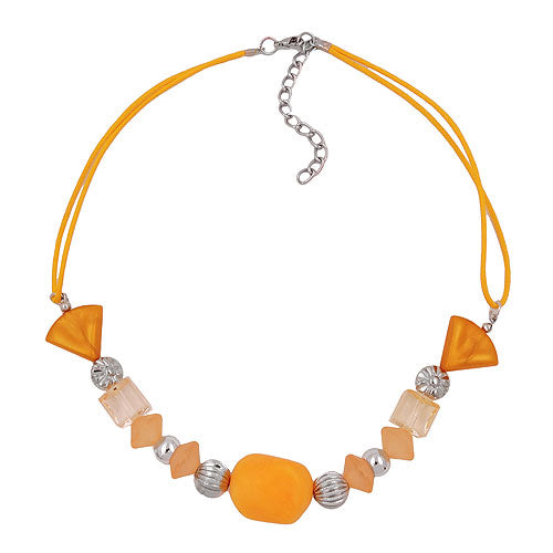 Kæde 23x18mm barok rulle plastik gul sølv snor gul 42 cm