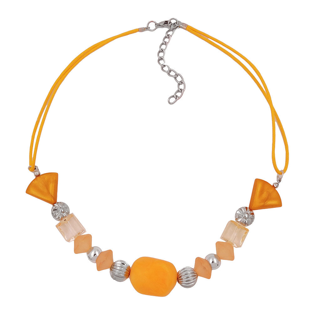 Kæde 23x18mm barok rulle plastik gul sølv snor gul 42 cm