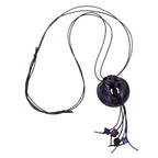 Kæde 52mm plastikvedhæng amulet lilla marmoreret snor lilla 100cm