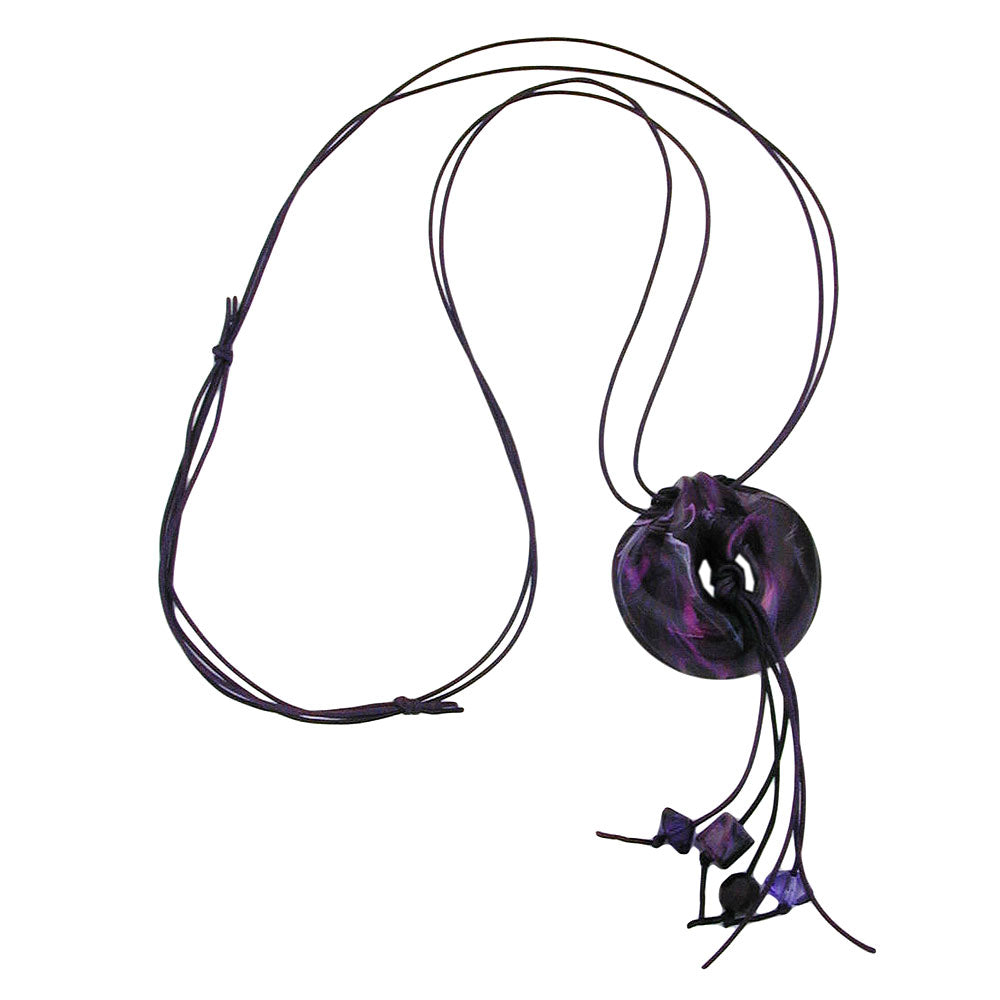 Kæde 52mm plastikvedhæng amulet lilla marmoreret snor lilla 100cm