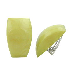 Clip ørering 27x17mm lysegrøn marmoreret skinnende plastikbouton