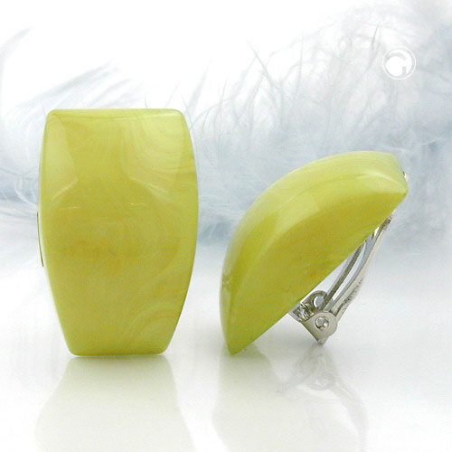 Clip ørering 27x17mm lysegrøn marmoreret skinnende plastikbouton