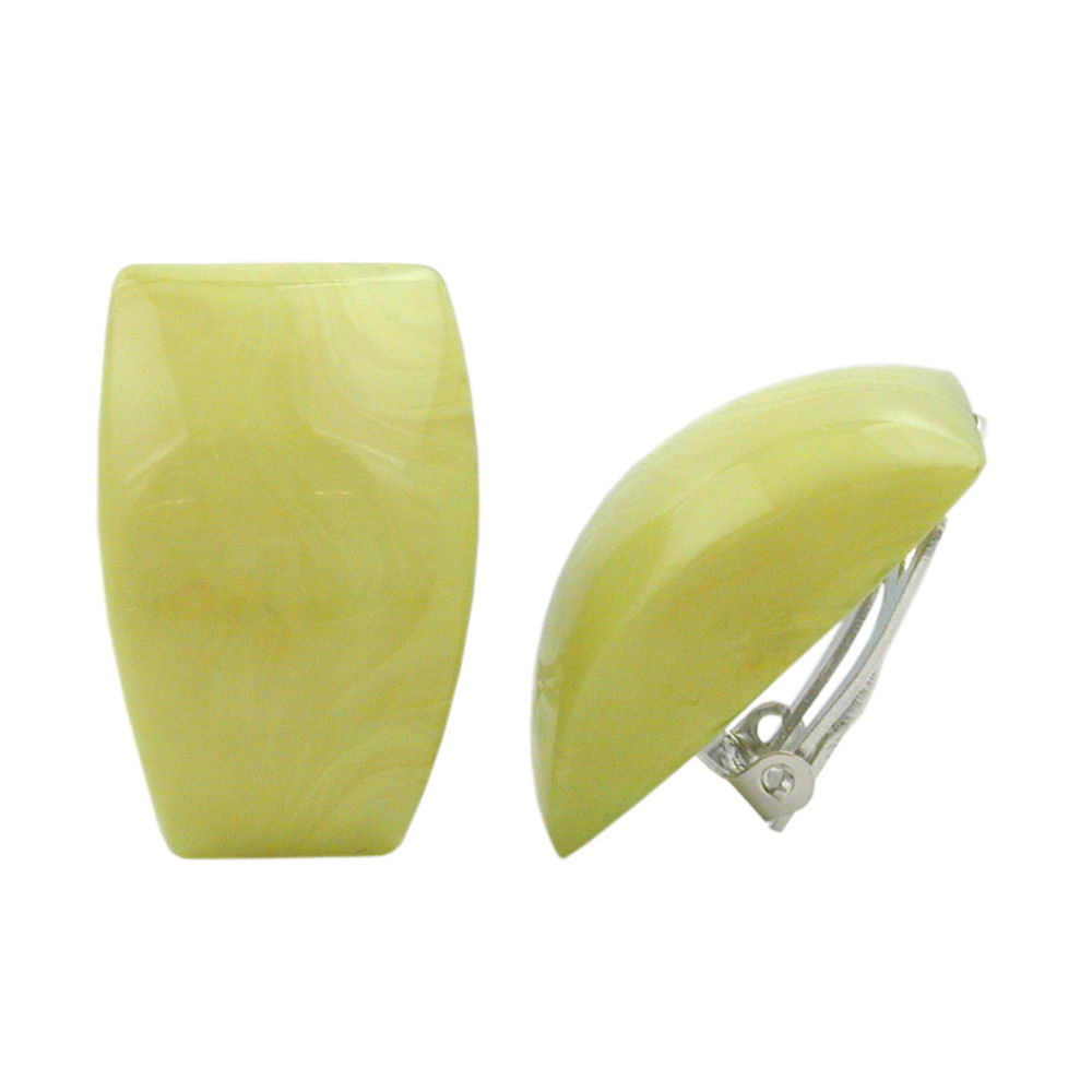 Clip ørering 27x17mm lysegrøn marmoreret skinnende plastikbouton