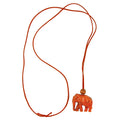 Kæde 35x32x18mm elefant plastik orange-sort marmoreret snor orange 90cm