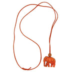 Kæde 35x32x18mm elefant plastik orange-sort marmoreret snor orange 90cm