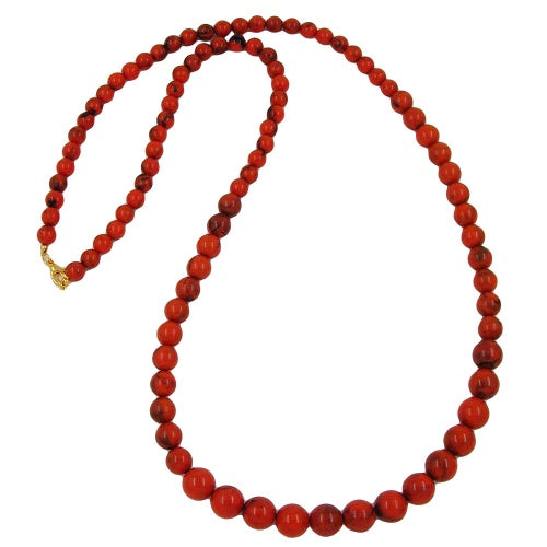 Halskæde 8-10-12mm perler Gradient Orange-Sort-Marmoreret 80cm