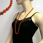 Halskæde 8-10-12mm perler Gradient Orange-Sort-Marmoreret 80cm