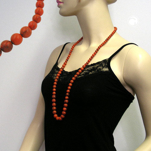 Halskæde 8-10-12mm perler Gradient Orange-Sort-Marmoreret 80cm