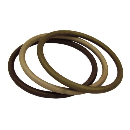 Bangles 75x15mm ringspil med 3 plastikringe i forskellige brun-olivenfarvede nuancer mat