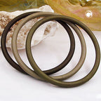 Bangles 75x15mm ringspil med 3 plastikringe i forskellige brun-olivenfarvede nuancer mat