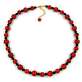 Halskæde 10-12mm perler Plastik Orange-Sort-Marmoreret 50cm