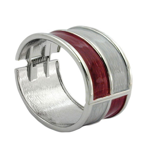 Armbånd 73x38mm med hængsel af bordeaux-beige-grå emaljeret