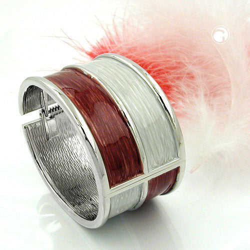 Armbånd 73x38mm med hængsel af bordeaux-beige-grå emaljeret
