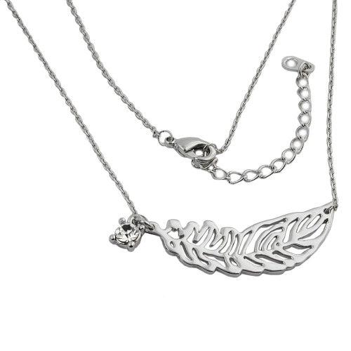 Kæde 34x11mm Metalvedhæng Fjeranker Kæde Rhodium 42cm