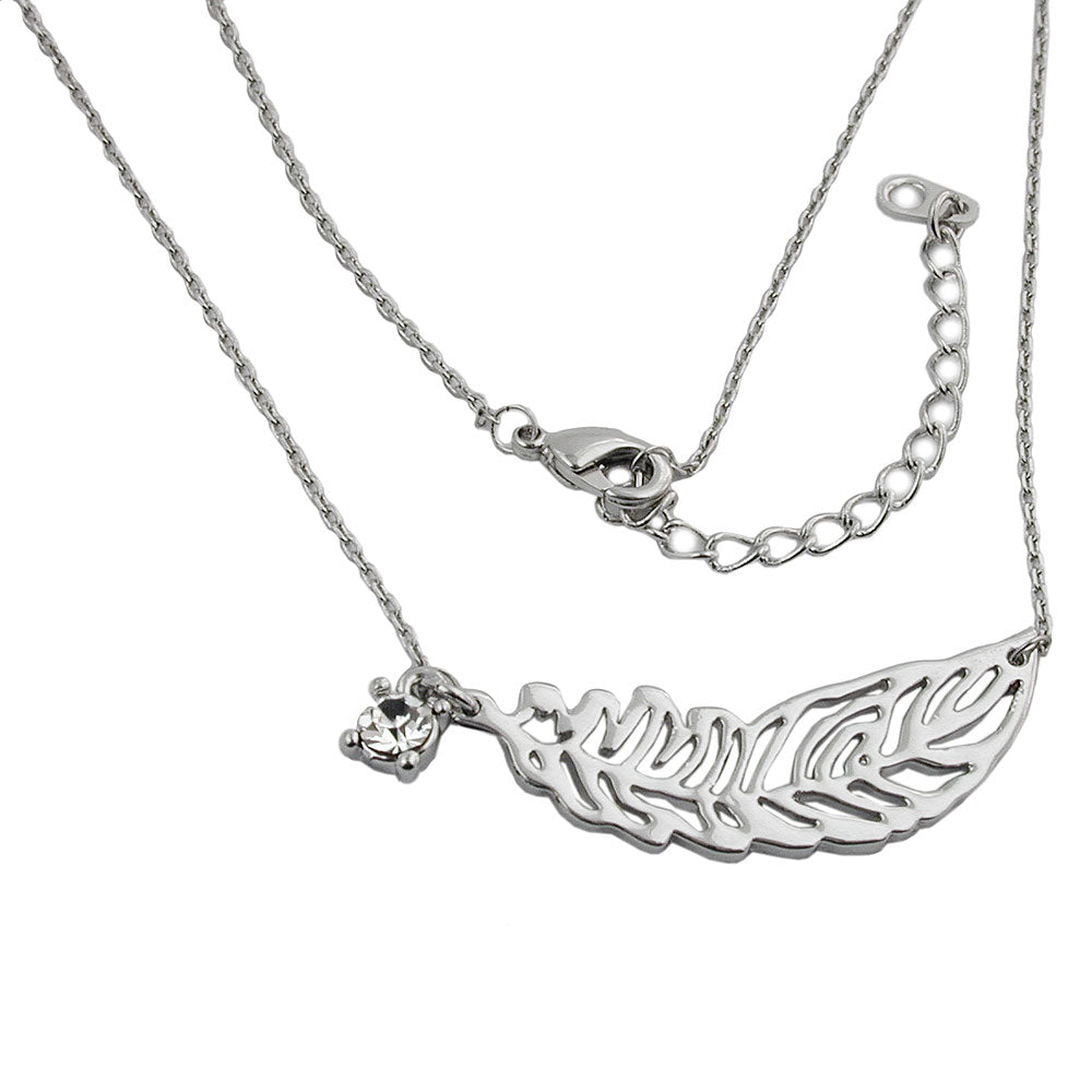 Kæde 34x11mm Metalvedhæng Fjeranker Kæde Rhodium 42cm