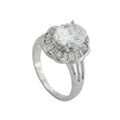 Ring med oval hvid zirkonia, 16x14 mm