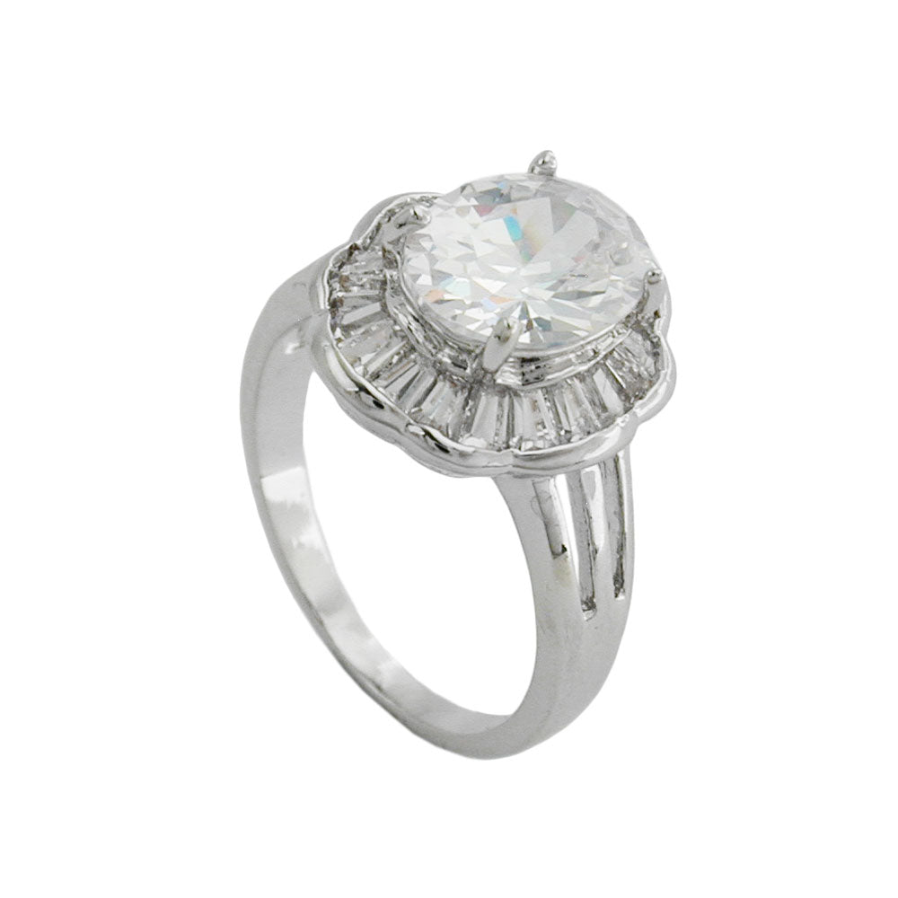 Ring med oval hvid zirkonia, 16x14 mm