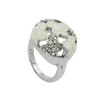 Ring 17 mm rhodiumbelagt med hvide glassten