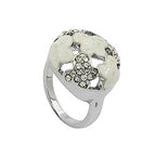 Ring 17 mm rhodiumbelagt med hvide glassten