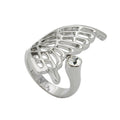Ring 31x18mm halv sommerfuglvinge med 1 glassten rhodiumbelagt