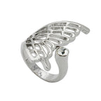 Ring 31x18mm halv sommerfuglvinge med 1 glassten rhodiumbelagt