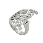 Ring 31x18mm halv sommerfuglvinge med 1 glassten rhodiumbelagt