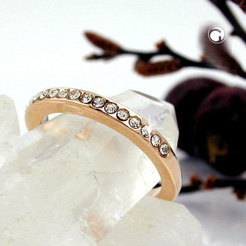Ring 2,4 mm Smal ring dekoreret med glassten Guldbelagt ring størrelse 50