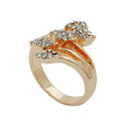 Ring 17 mm blomstertentakel rød guld belagt med 5 blade og glassten