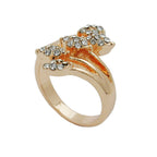 Ring 17 mm blomstertentakel rød guld belagt med 5 blade og glassten