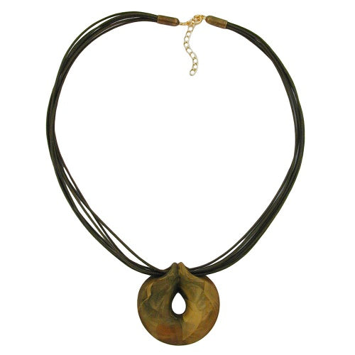 Kæde 52 mm plastikvedhæng amulet olivenmarmoreret snor oliven 55cm