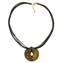 Kæde 52 mm plastikvedhæng amulet olivenmarmoreret snor oliven 55cm