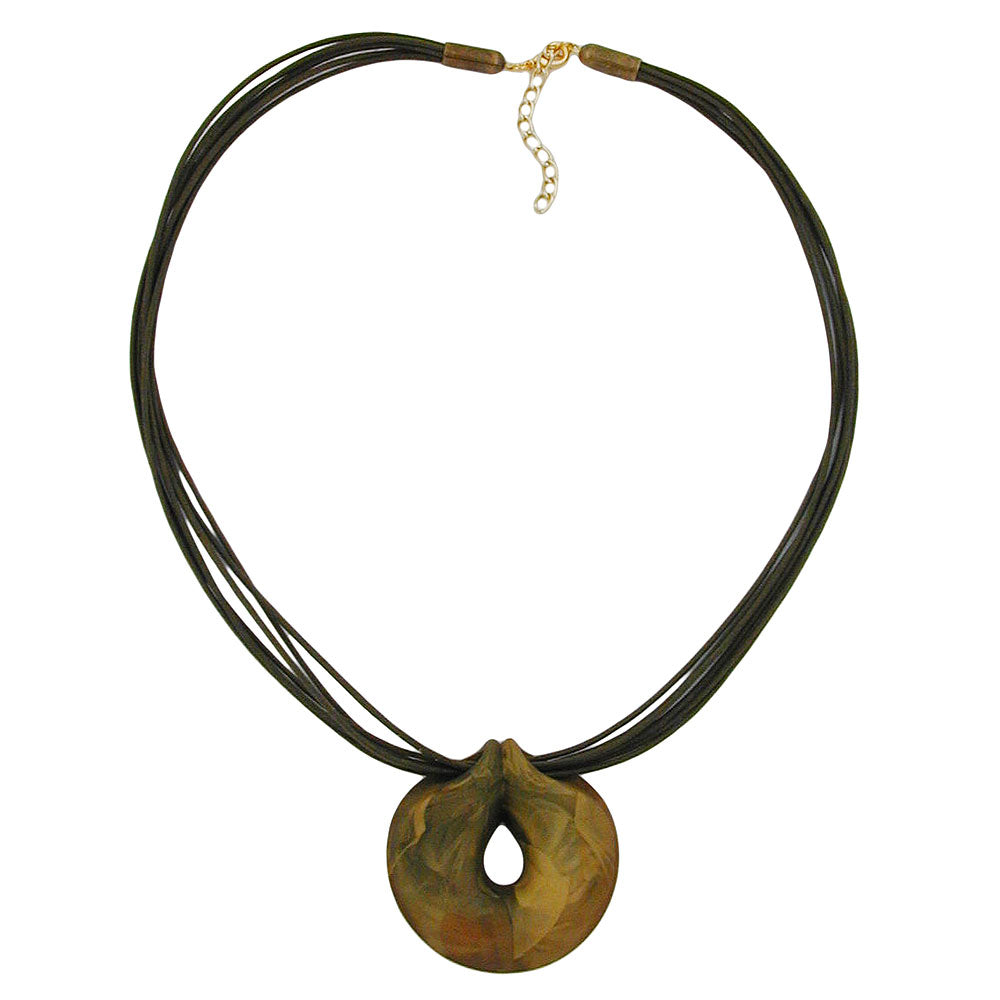 Kæde 52 mm plastikvedhæng amulet olivenmarmoreret snor oliven 55cm