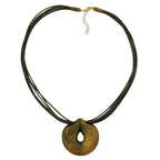 Kæde 52 mm plastikvedhæng amulet olivenmarmoreret snor oliven 55cm