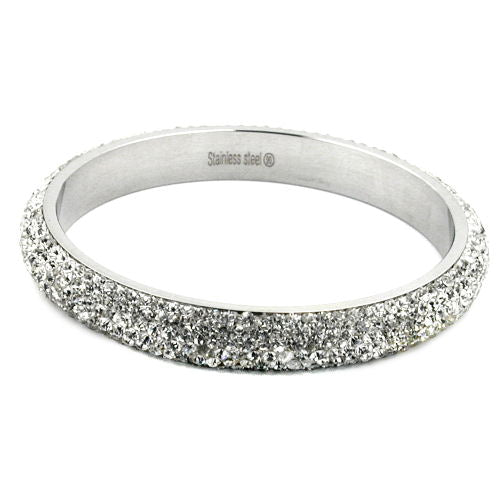Armbånd 77x10mm metal med 6 rækker hvide glassten