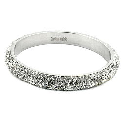 Armbånd 77x10mm metal med 6 rækker hvide glassten