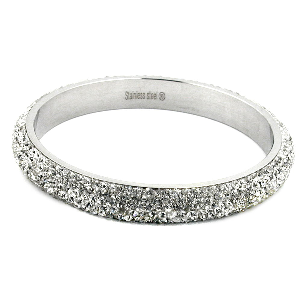 Armbånd 77x10mm metal med 6 rækker hvide glassten