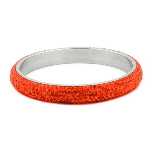 Armbånd 77x10mm metal med 6 rækker glassten rød-orange