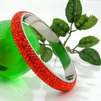 Armbånd 77x10mm metal med 6 rækker glassten rød-orange