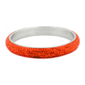 Armbånd 77x10mm metal med 6 rækker glassten rød-orange