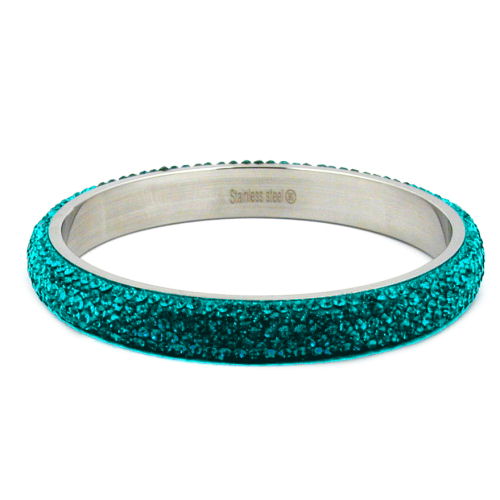 Armbånd 77x10 mm metal med 6 rækker turkise glassten