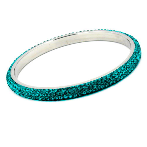 Armbånd 75x6,5 mm metal med 4 rækker turkise glassten