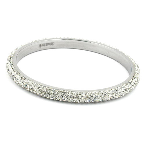 Armbånd 75x6,5 mm metal med 4 rækker hvide glassten