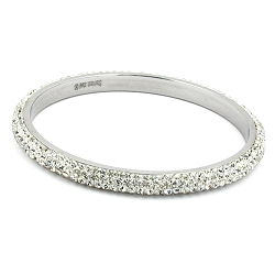 Armbånd 75x6,5 mm metal med 4 rækker hvide glassten