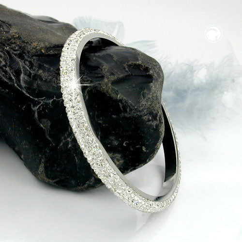 Armbånd 75x6,5 mm metal med 4 rækker hvide glassten
