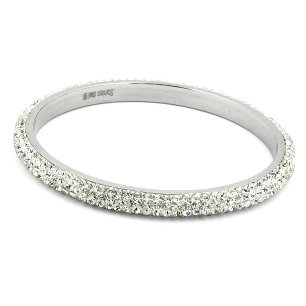 Armbånd 75x6,5 mm metal med 4 rækker hvide glassten
