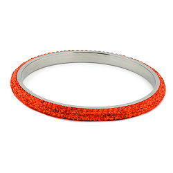Armbånd 75x6,5 mm metal med 4 rækker glassten rød-orange