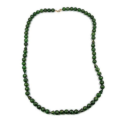 Kæde 12mm perler Plastik Grøn Guld Marmoreret 90cm