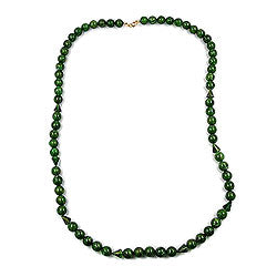 Kæde 12mm perler Plastik Grøn Guld Marmoreret 90cm