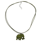 Kæde 38x28x6mm Elefant Plastik Olivengrøn Silkeagtig mat snor Olivenfarvet 50cm