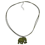 Kæde 38x28x6mm Elefant Plastik Olivengrøn Silkeagtig mat snor Olivenfarvet 50cm